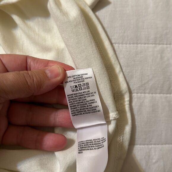 Lucky Brand S Ivory Classic Navy Logo Short Sleeve Tee Cloud Dancer - Picture 9 of 11